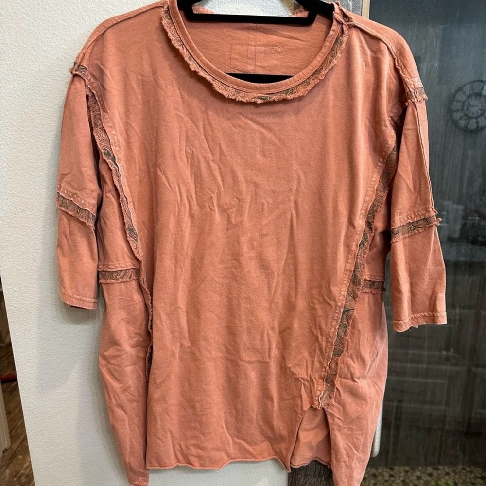 Easel Pink Boxy Asymmetrical T-Shirt